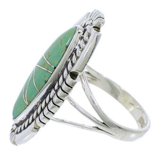 Southwestern Sterling Silver Jewelry Turquoise Ring Size 7-1/2 TX40705